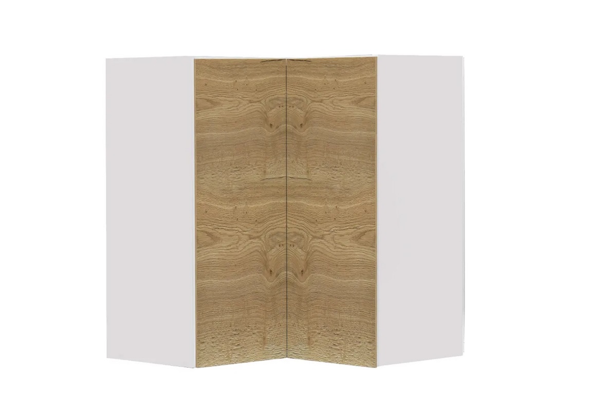 Γωνιακό πάνω ράφι “ELEGANCE” σε χρώμα δρυς/λευκό 60/35×60/35×70