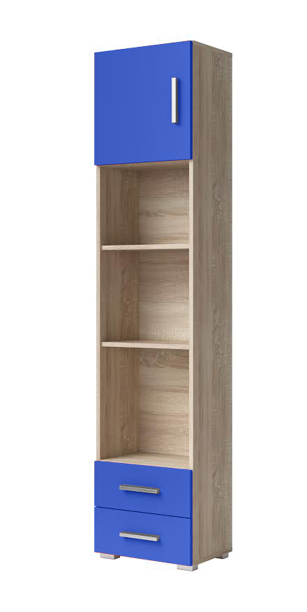 Βιβλιοθήκη “ΧΑΡΑ PLUS” σε χρώμα δρυς μπλε 40×29.50×180