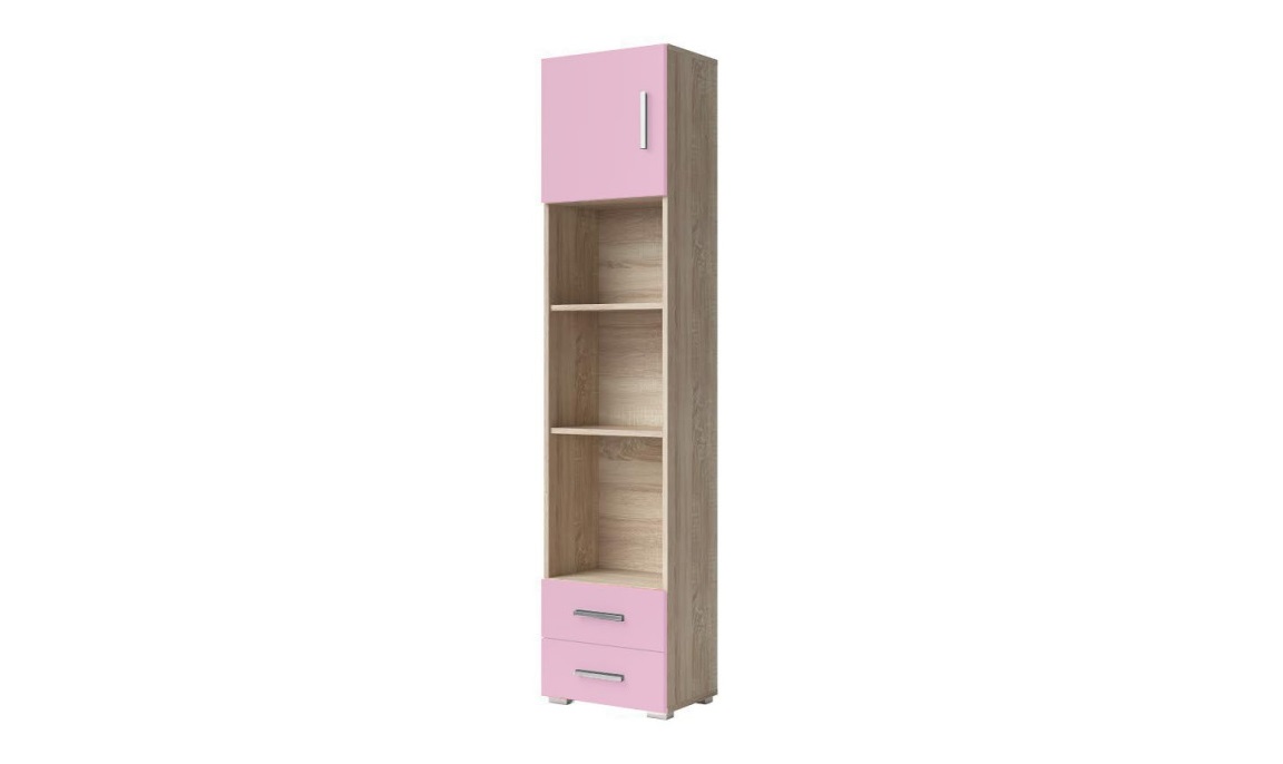 Βιβλιοθήκη “ΧΑΡΑ PLUS” σε χρώμα δρυς ροζ 40×29.50×180