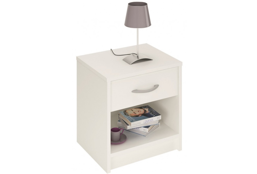 Κομοδίνο “IRIS” με ένα συρτάρι σε χρώμα λευκό 36,6×29,5×38,1