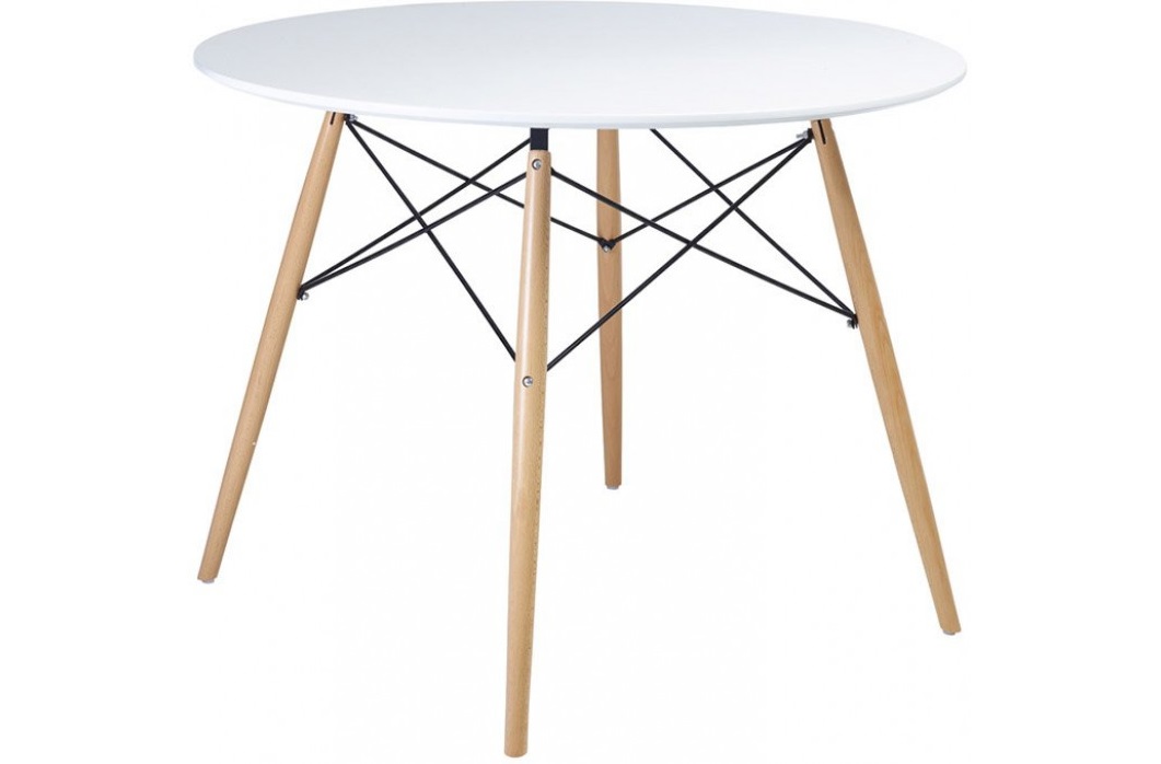 Τραπέζι “FIORINO ROUND” από mdf/ξύλο σε χρώμα λευκό/φυσικό 80x80x76