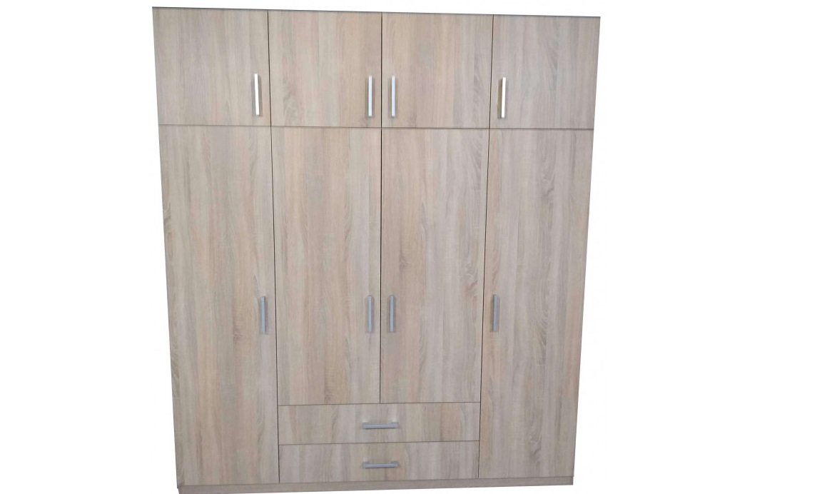 Ντουλάπα “SMOOTH” τετράφυλλη σε χρώμα φυσικό 202x60x233