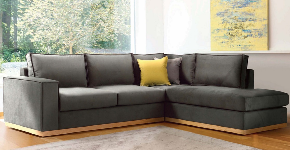 Καναπές γωνιακός "ELENA 3" από ύφασμα σε γκρι χρώμα 280x225