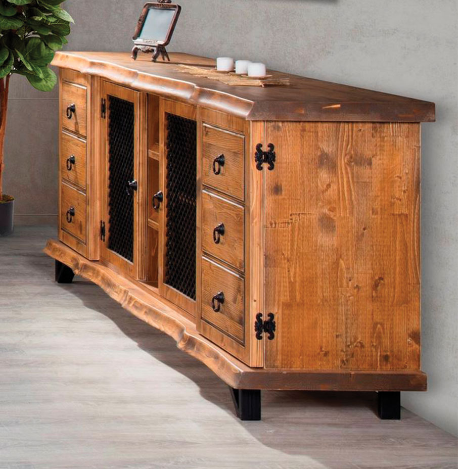 Μπουφές “WOOD IN” από ξύλο σε φυσικό χρώμα 190x48x82